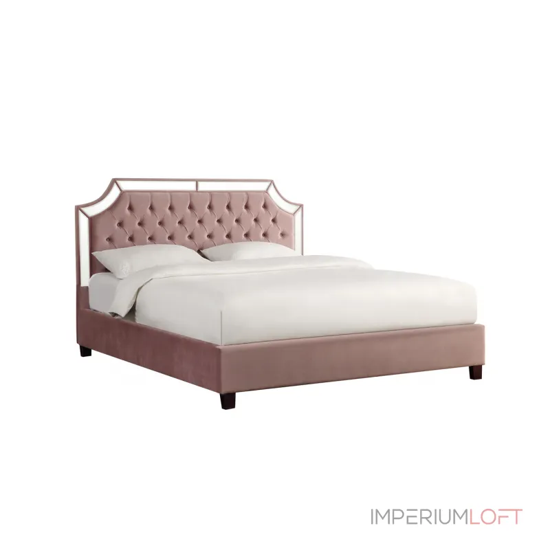 N-BD1894B PI Кровать с зерк.вставками пепельно-розов.214*192*127 от ImperiumLoft