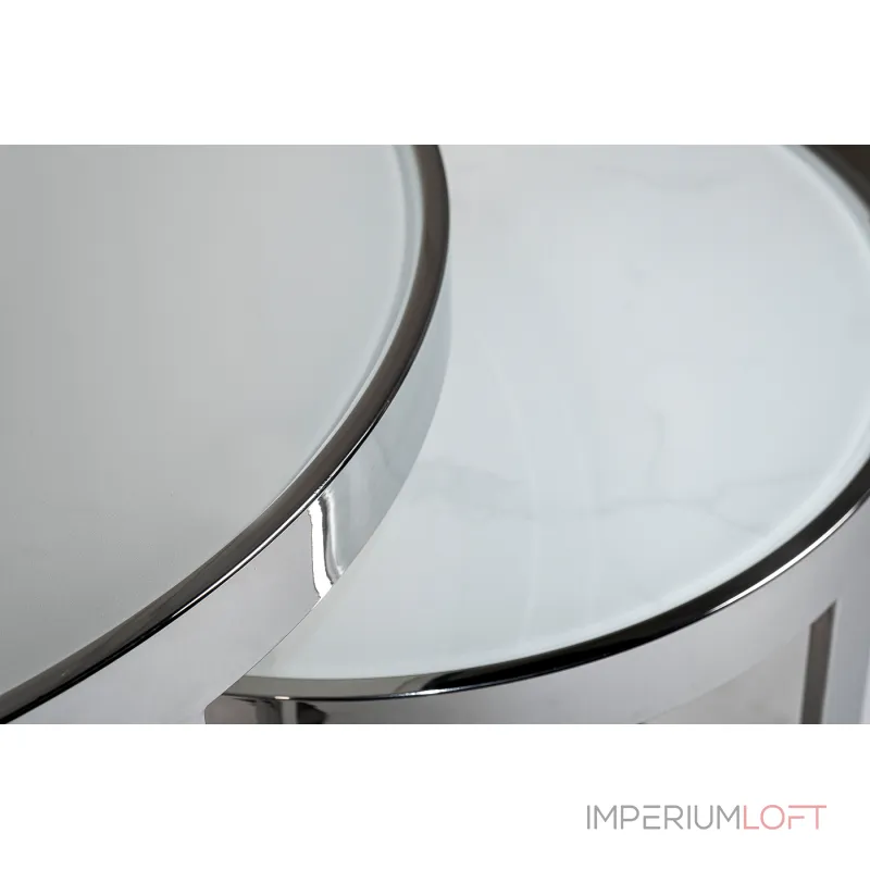 47ED-ET081S Столы журн(наб из 2шт)стекло мрам/хром d60*60/d46*50 от ImperiumLoft 47ED-ET081S Столы журн(наб из 2шт)стекло мрам/хром d60*60/d46*50 от ImperiumLoft