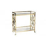 GY-CRT8164GOLD Стол-тележка сервировочн ст.прозр/золото 80*40*83 от ImperiumLoft