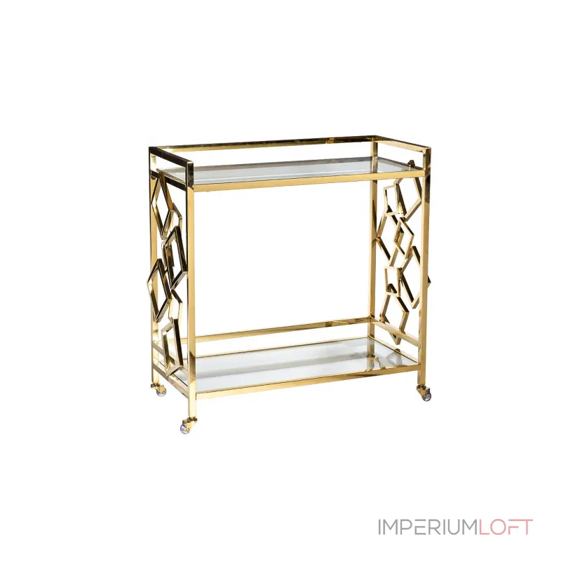GY-CRT8164GOLD Стол-тележка сервировочн ст.прозр/золото 80*40*83 от ImperiumLoft