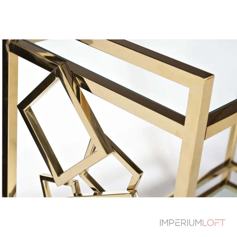 GY-CRT8164GOLD Стол-тележка сервировочн ст.прозр/золото 80*40*83 от ImperiumLoft