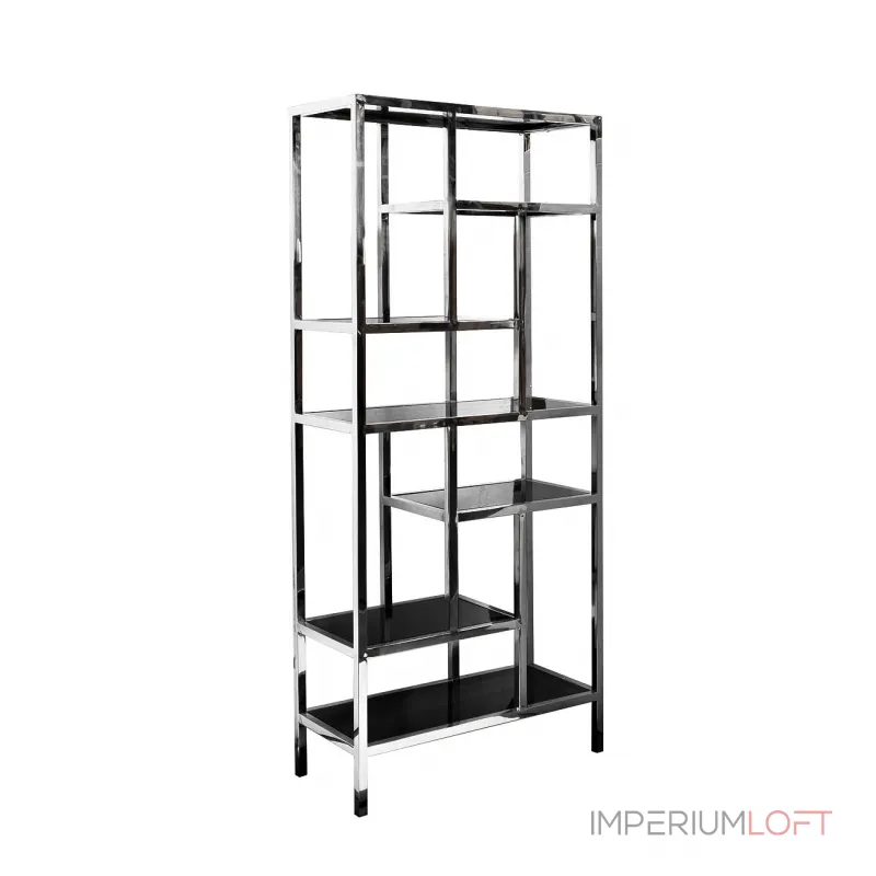 46AS-SH1076-SILVER Стеллаж серебристый/темн.ст. 80*35*180см от ImperiumLoft