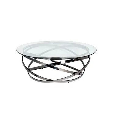 GY-CT8402BL Стол журнальный стекло прозр/темн.хром d120*40см GY-CT8402BL Стол журнальный стекло прозр/темн.хром d120*40см