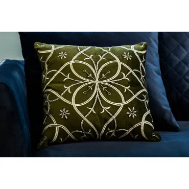 Подушка декоративная с вышивкой 'Узор' зеленая Подушка декоративная с вышивкой 'Узор' зеленая