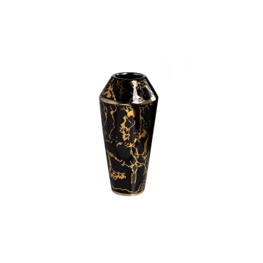 Ваза керамическая черная с золотым декором