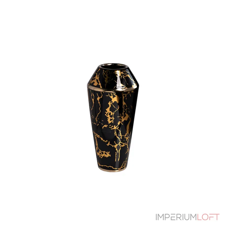 Ваза керамическая черная с золотым декором от ImperiumLoft Ваза керамическая черная с золотым декором от ImperiumLoft