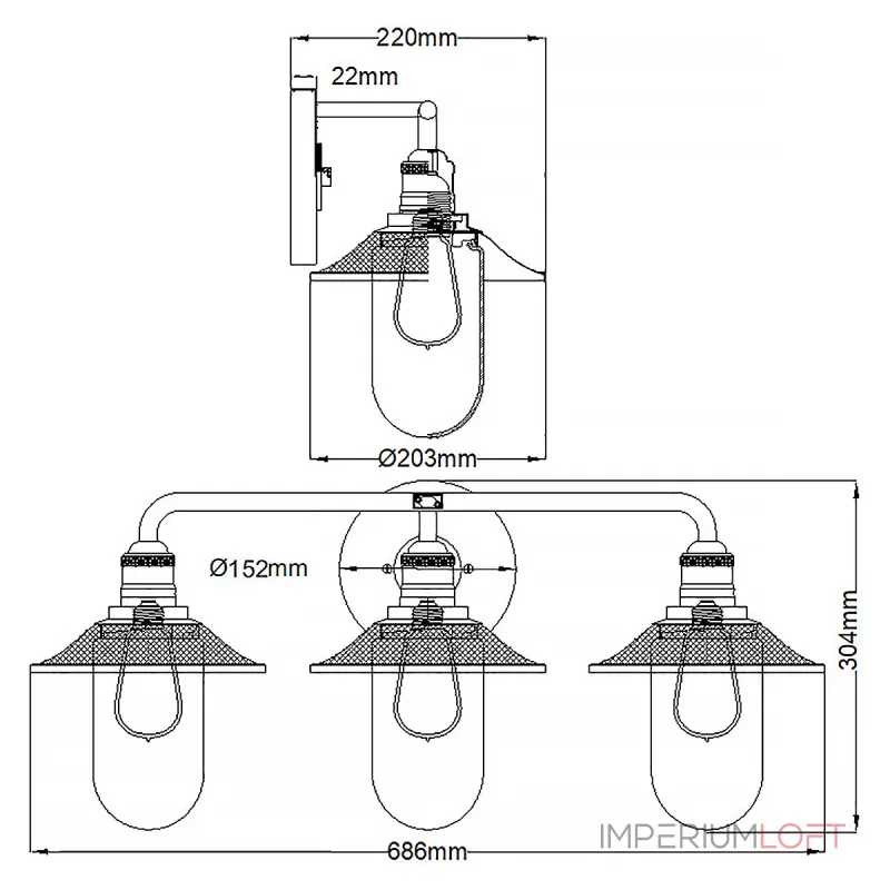 Бра для ванных комнат Hinkley Rigby QN-RIGBY3-BATH-PC от ImperiumLoft
