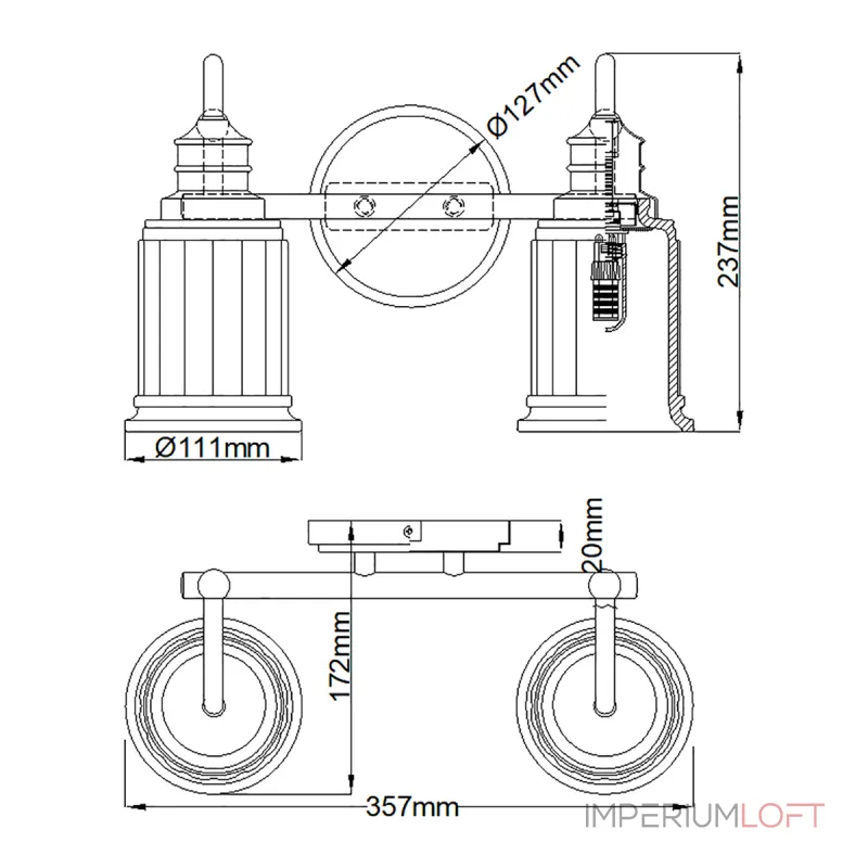 Бра для ванной Quoizel Swell QZ-SWELL2-BB-BATH от ImperiumLoft