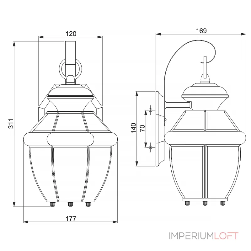 Настенный фонарь Quoizel Newbury QZ-NEWBURY2-S-PB от ImperiumLoft