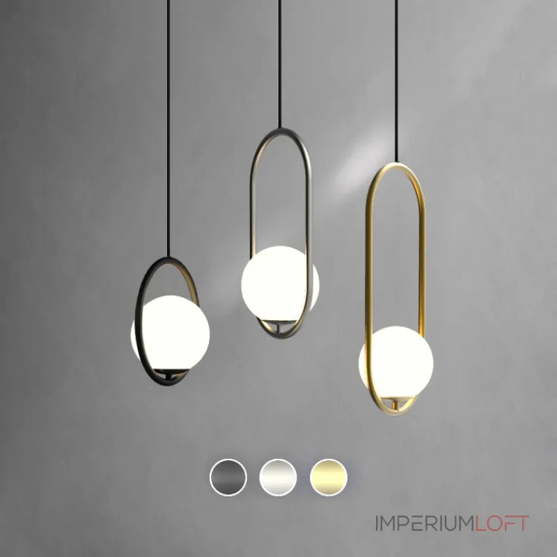 Подвесной светильник HOOP-TRIO Черный, Эллипс S+L+S, Планка от ImperiumLoft Подвесной светильник HOOP-TRIO Черный, Эллипс S+L+S, Планка от ImperiumLoft
