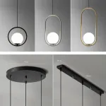 Подвесной светильник HOOP-TRIO Черный, Эллипс S+L+S, Планка от ImperiumLoft