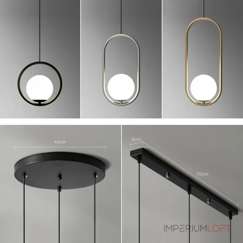 Подвесной светильник HOOP-TRIO Черный, Эллипс S+L+S, Планка от ImperiumLoft Подвесной светильник HOOP-TRIO Черный, Эллипс S+L+S, Планка от ImperiumLoft