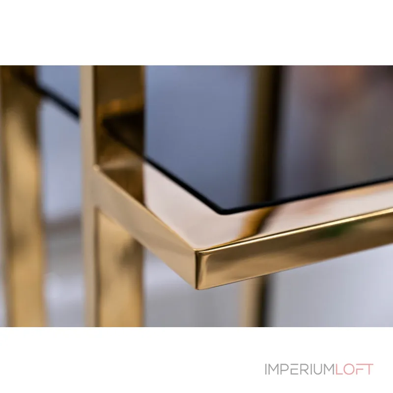 Стеллаж с черным стеклом (золотой) 46AS-SH1537-GOLD от ImperiumLoft
