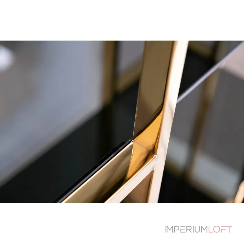 Стеллаж с черным стеклом (золотой) 46AS-SH1537-GOLD от ImperiumLoft