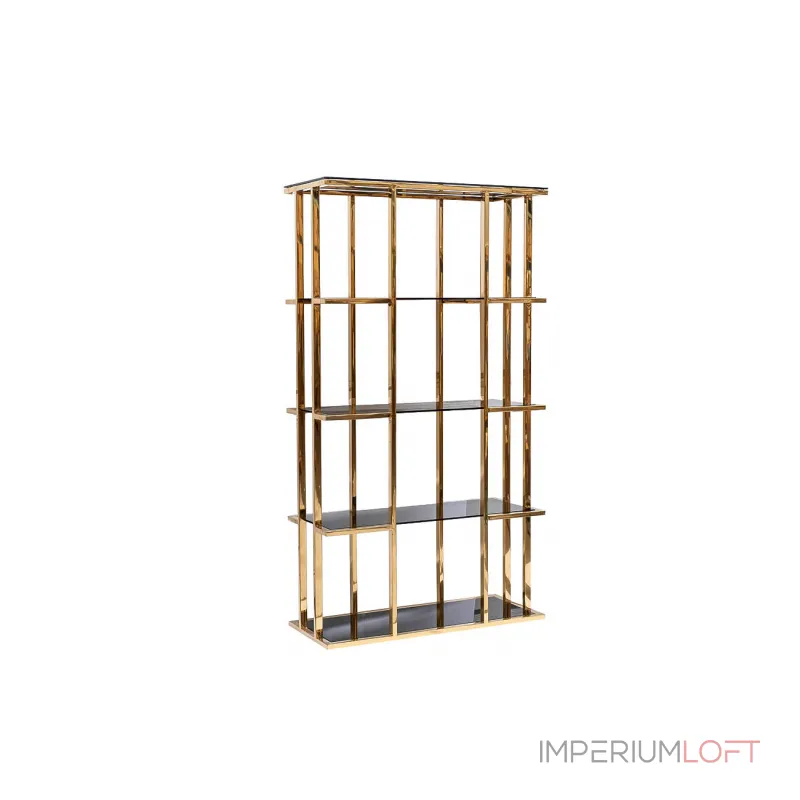 Стеллаж с черным стеклом (золотой) 46AS-SH1537-GOLD от ImperiumLoft