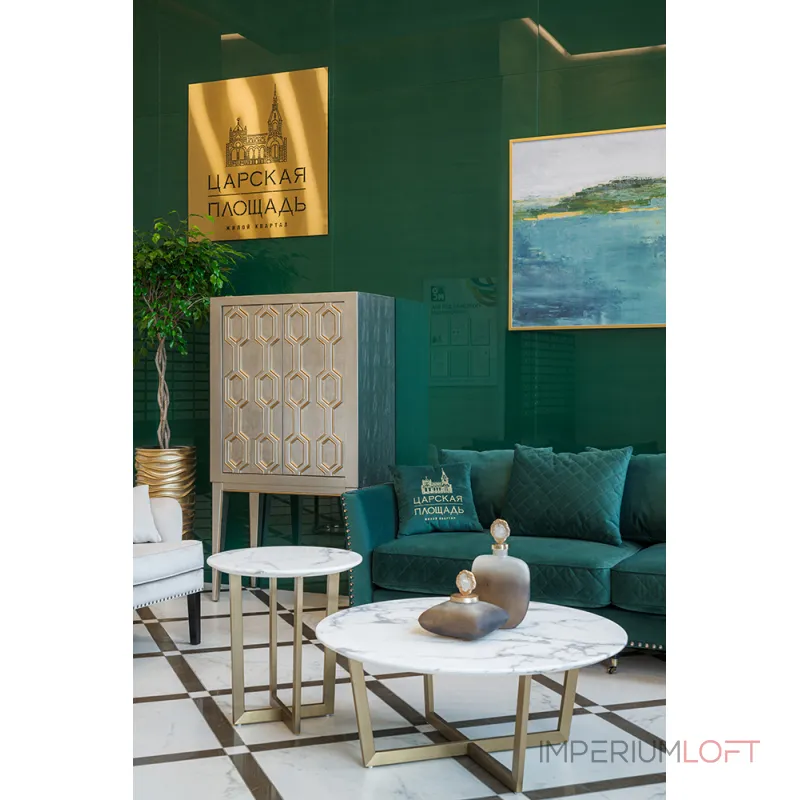 Столик журнальный круглый (искусственный мрамор) 33FS-ET2029-BBS от ImperiumLoft