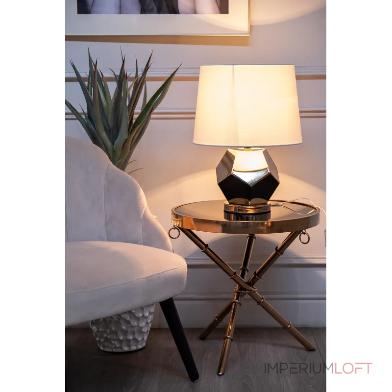 Лампа настольная золотая (белый абажур) 22-88259 от ImperiumLoft