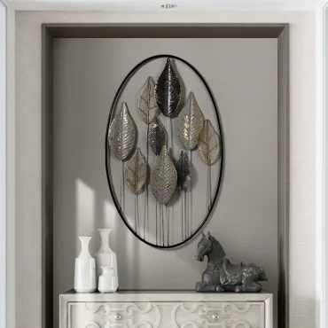 Дизайнерский настенный декор листья в рамке LaLume-KKK00204