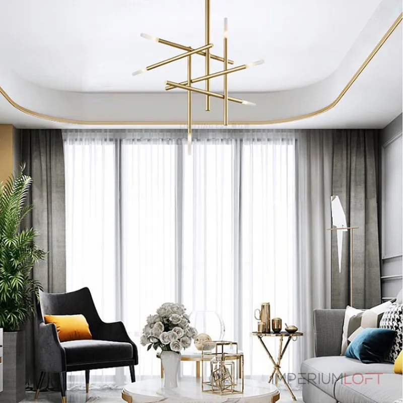 Люстра на штанге TRAVERSE H90 Gold