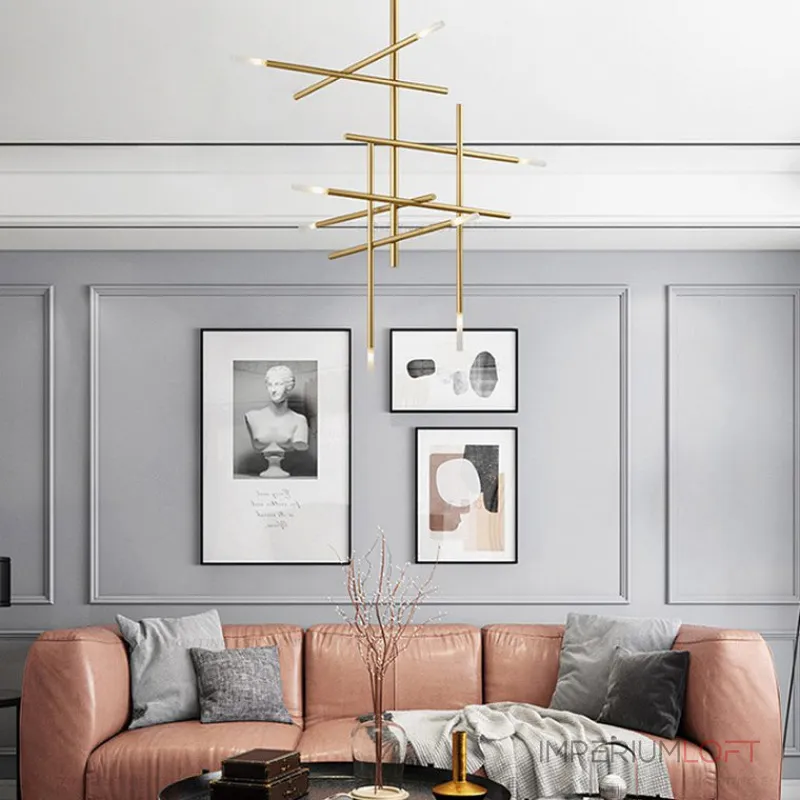 Люстра на штанге TRAVERSE H90 Gold