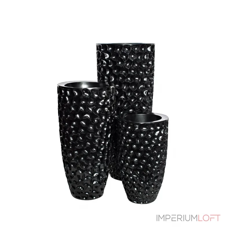 Кашпо жемчужно-черное ZS-C785BL-34 от ImperiumLoft