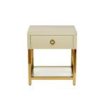 Тумбочка с выдвижным ящиком и стеклянными панелями бежевая KFC763E7 от ImperiumLoft