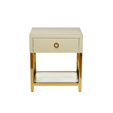 Тумбочка с выдвижным ящиком и стеклянными панелями бежевая KFC763E7