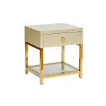 Тумбочка с выдвижным ящиком и стеклянными панелями бежевая KFC763E7 от ImperiumLoft