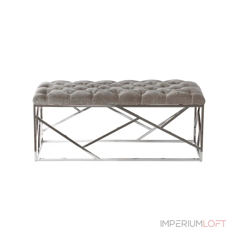 Банкетка серая велюровая GY-BEN7834-GR от ImperiumLoft Банкетка серая велюровая GY-BEN7834-GR от ImperiumLoft