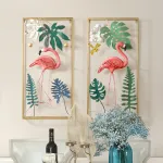 Дизайнерский настенный декор фламинго в рамке LaLume-KKK00131 от ImperiumLoft