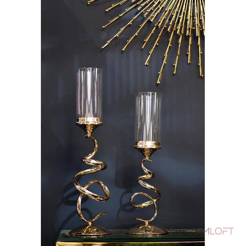 Подсвечник на металлической ножке (золотой) 2K166207G от ImperiumLoft