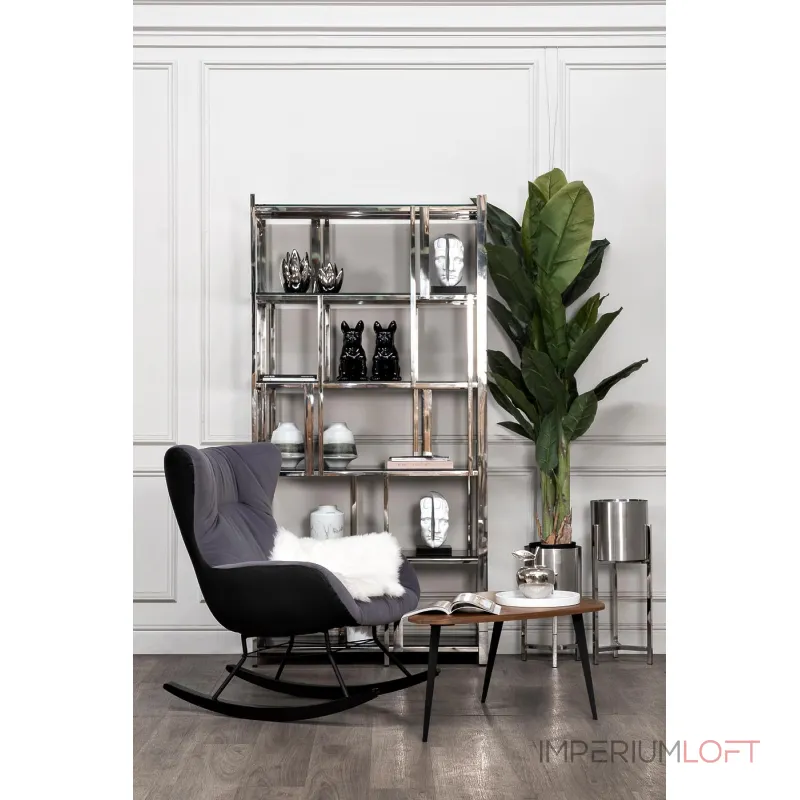 Стеллаж с черным стеклом 13RXSH3052-SILVER от ImperiumLoft