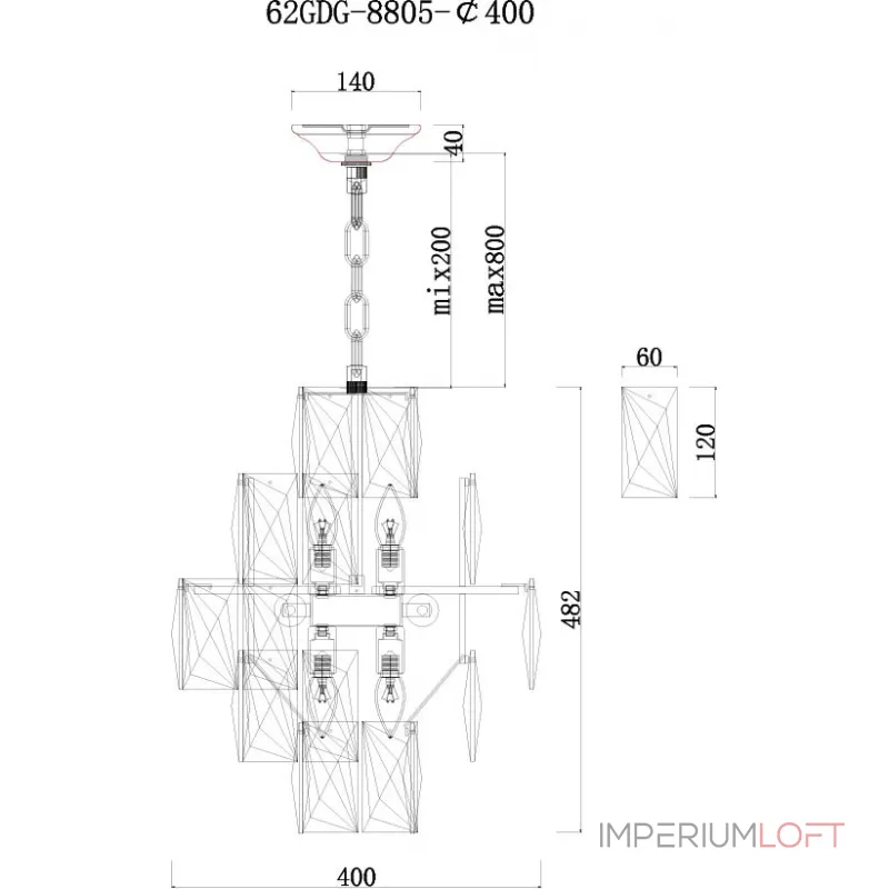 Подвесная люстра 62GDG-8805-400