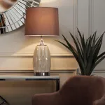 Лампа настольная из белого стекла (серый абажур) 22-87755 от ImperiumLoft