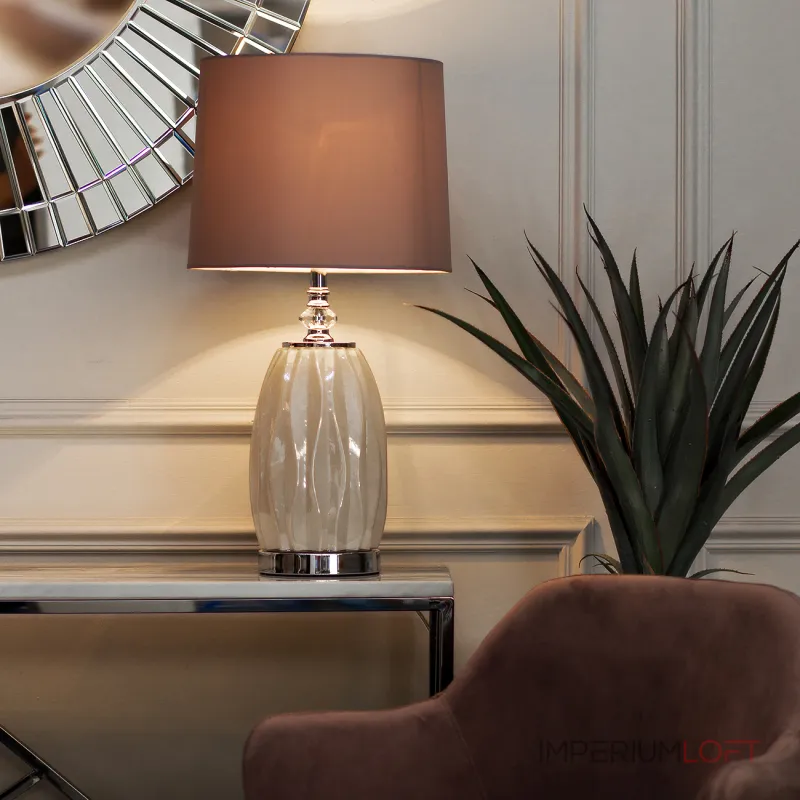 Лампа настольная из белого стекла (серый абажур) 22-87755 от ImperiumLoft