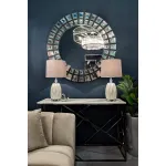 Лампа настольная из белого стекла (серый абажур) 22-87755 от ImperiumLoft