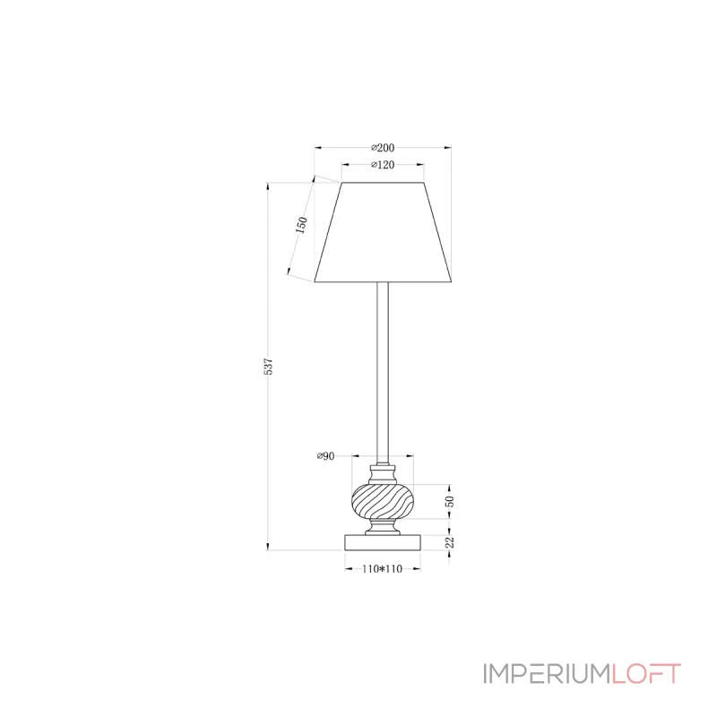 Лампа настольная золотая (светло-серый абажур) 22-87898 от ImperiumLoft