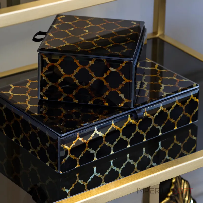 Шкатулка стеклянная золотистая KFJ314 от ImperiumLoft