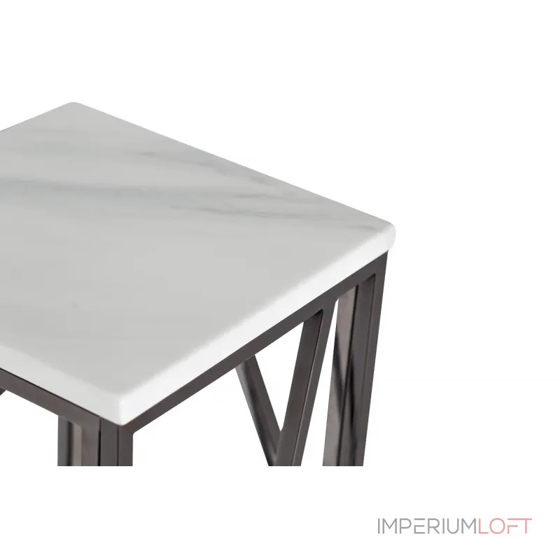 Столик журнальный высокий из мрамора 47ED-FS015BLSM от ImperiumLoft