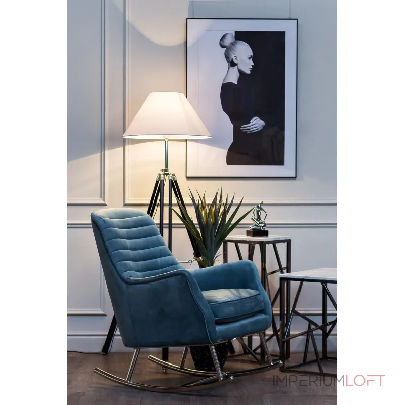 Столик журнальный высокий из мрамора 47ED-FS015BLSM от ImperiumLoft