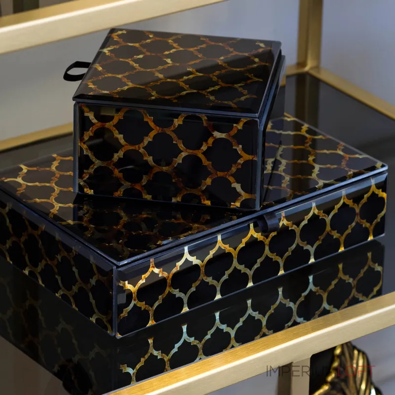 Шкатулка стеклянная с золотым узором KFJ312 от ImperiumLoft Шкатулка стеклянная с золотым узором KFJ312 от ImperiumLoft