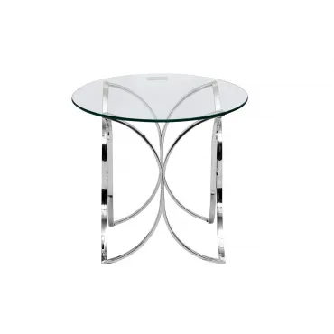 Журнальный столик GY-ET7747 D60 см, прозрачное стекло/хром