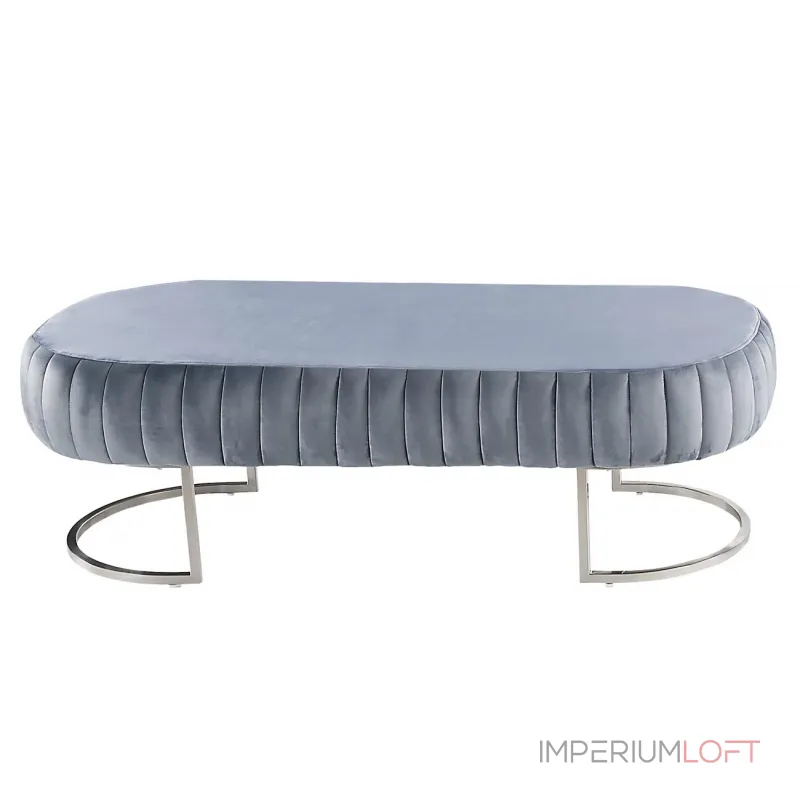 Банкетка велюровая серо-голубая на металлическом каркасе (хром) N-BH2009 GR SL от ImperiumLoft Банкетка велюровая серо-голубая на металлическом каркасе (хром) N-BH2009 GR SL от ImperiumLoft