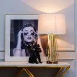 Лампа настольная металлическая золотая (белый абажур) 22-88243 от ImperiumLoft