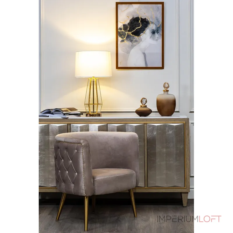 Лампа настольная металлическая золотая (белый абажур) 22-88243 от ImperiumLoft