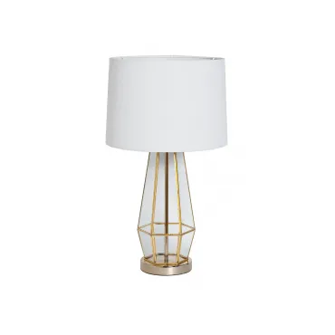 Лампа настольная металлическая золотая (белый абажур) 22-88243