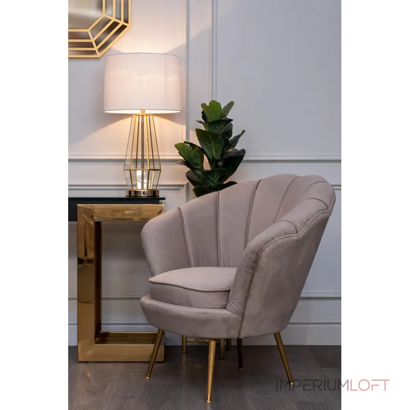 Лампа настольная металлическая золотая (белый абажур) 22-88243 от ImperiumLoft