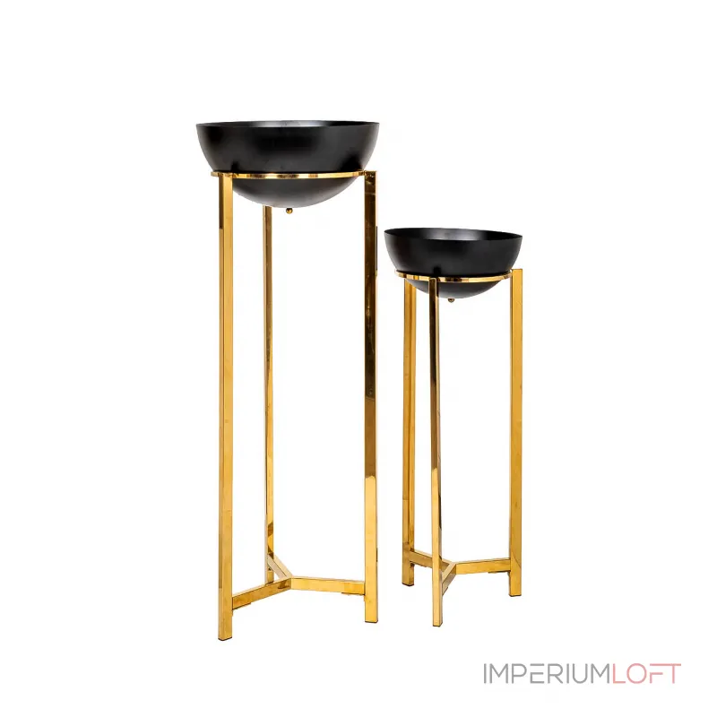 Набор из 2х металлических кашпо на подставке 57EL-FP03 от ImperiumLoft Набор из 2х металлических кашпо на подставке 57EL-FP03 от ImperiumLoft