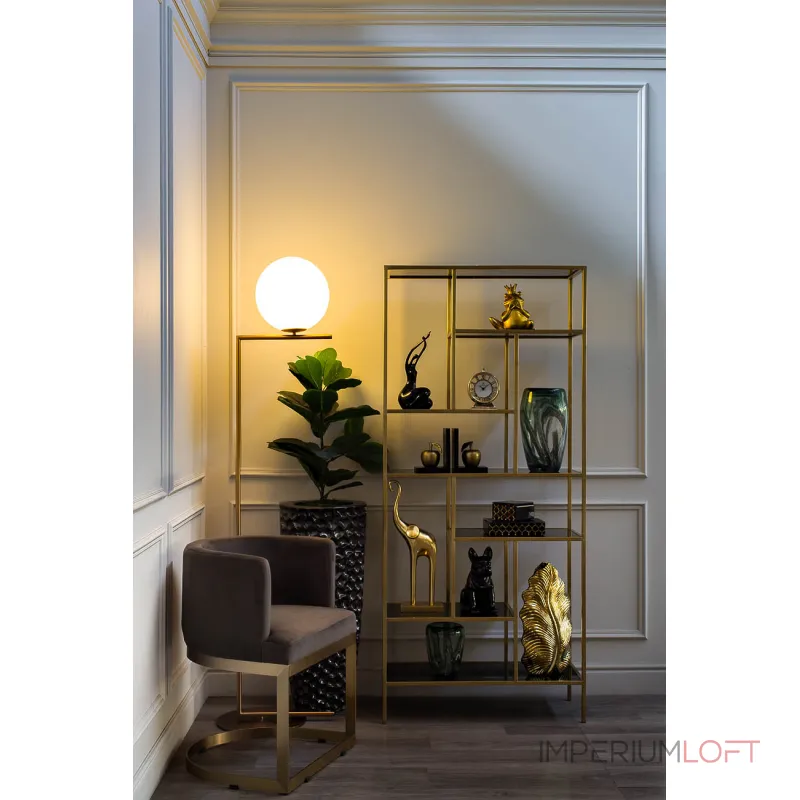Стеллаж с черным стеклом (золотой) 46AS-SH1452-GOLD от ImperiumLoft Стеллаж с черным стеклом (золотой) 46AS-SH1452-GOLD от ImperiumLoft