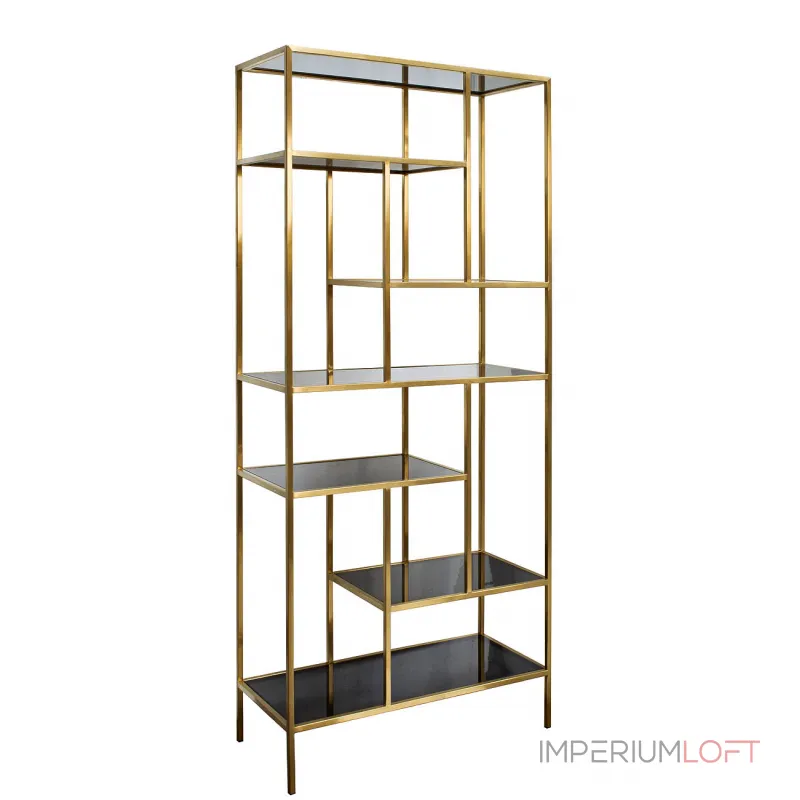 Стеллаж с черным стеклом (золотой) 46AS-SH1452-GOLD от ImperiumLoft Стеллаж с черным стеклом (золотой) 46AS-SH1452-GOLD от ImperiumLoft